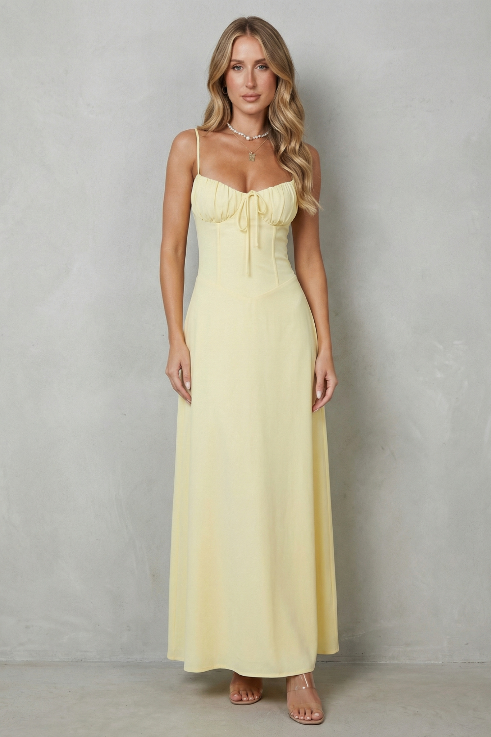 Soft Corset Charm Sleeveless Flowing Maxi Dress