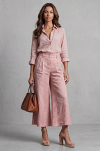 Soft Linen Finish Wide-leg Co-ord Set