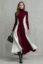 Sculpted Contrast Flow Turtleneck Dress