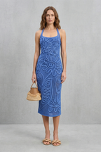 Sculpted Crochet Bloom Textured Midi Dress