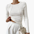 Sculpted Seam Long Sleeve Top - White