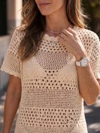 Elune | Open Knit Soft Cover Up Mini Dress