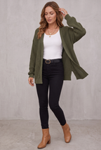 Anneliese | Open Front Pointelle Knit Cardigan with Drop Shoulder for Women