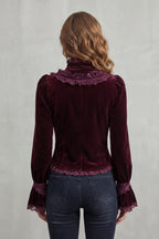 Ruffled Velvet Lace Victorian Blouse