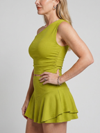 Theo | One Shoulder Crop Top And Ruffle Hem Mini Skirt Set