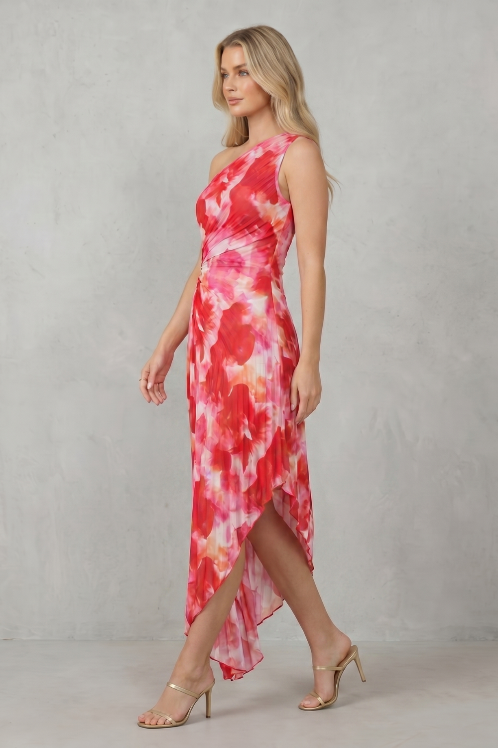Bold Bloom Women’s One-Shoulder Printed Maxi Dress
