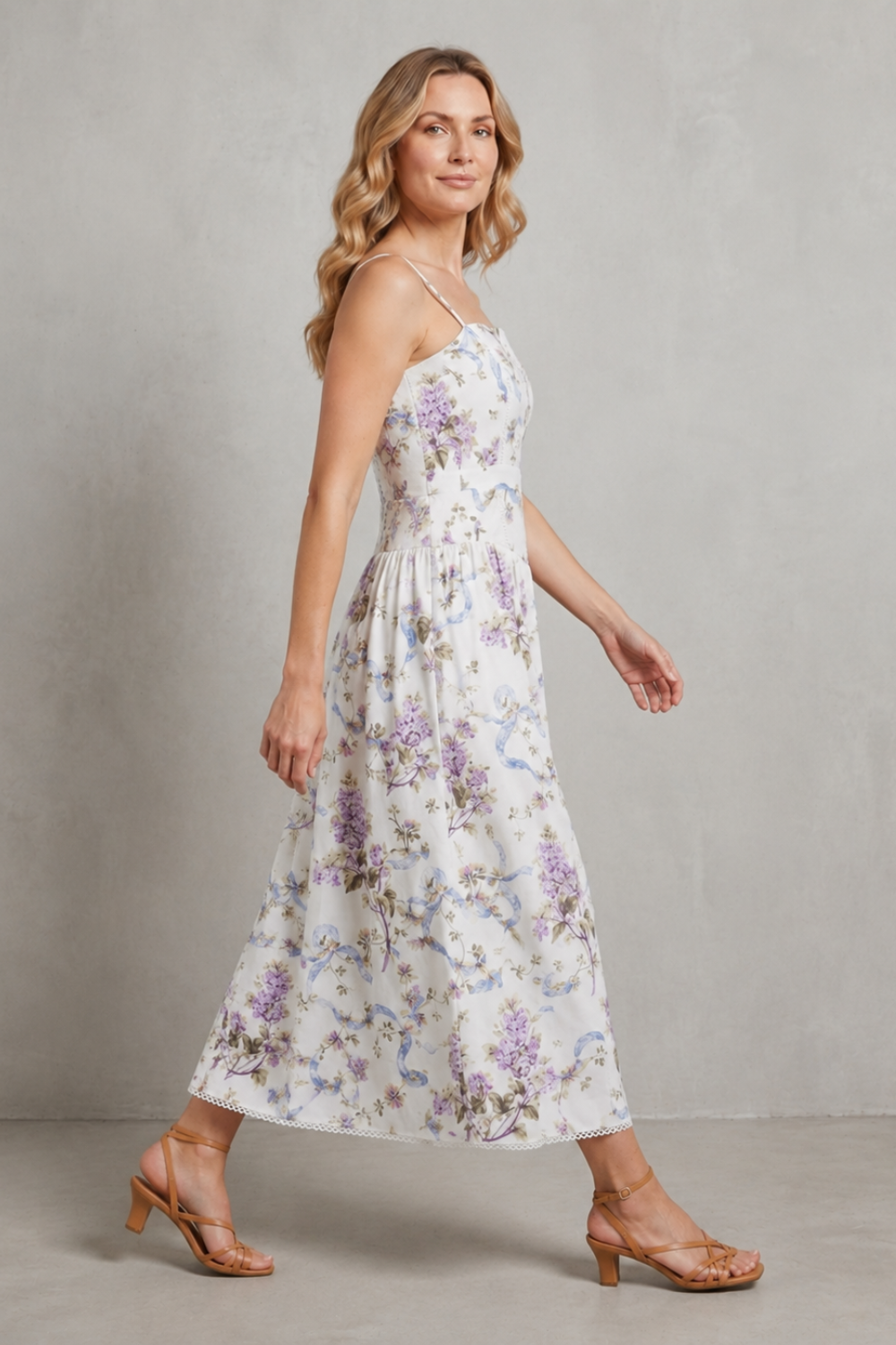 Sculpted Corset Bloom Floral Midi Dress