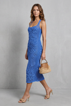 Sculpted Crochet Bloom Textured Midi Dress