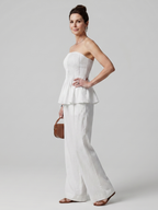 Rila | Strapless Smocked Top And Wide Leg Pants Set