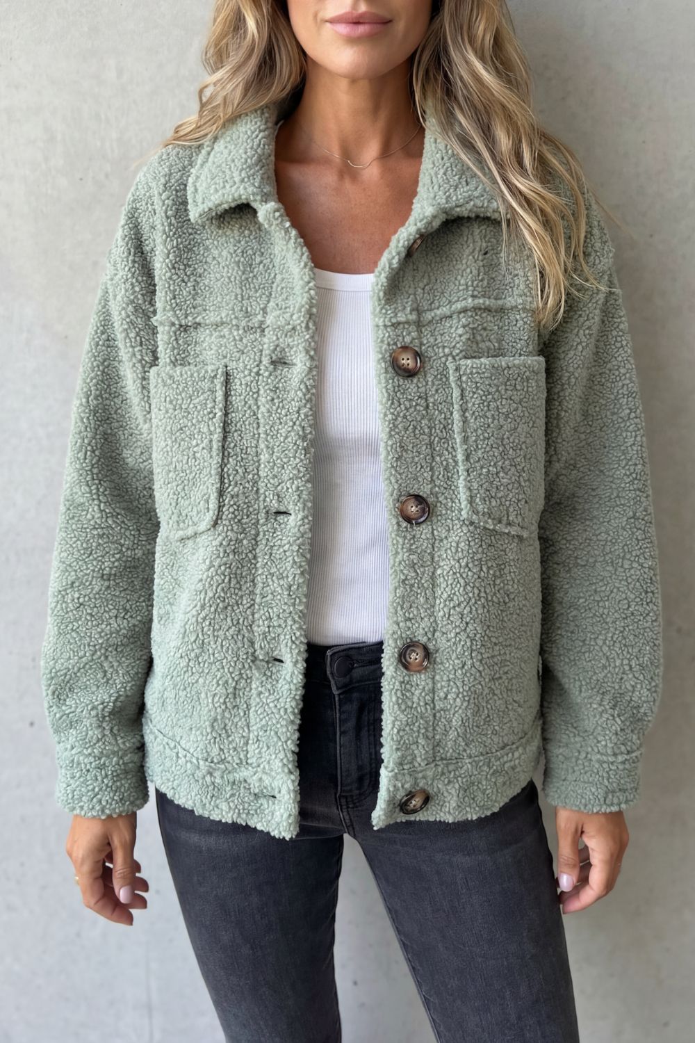 Textured fleece style | Button-up jacket