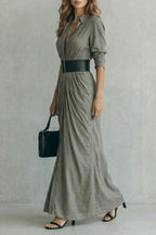 Pleated Waist Drama Maxi Shirt Dress (includes Belt)