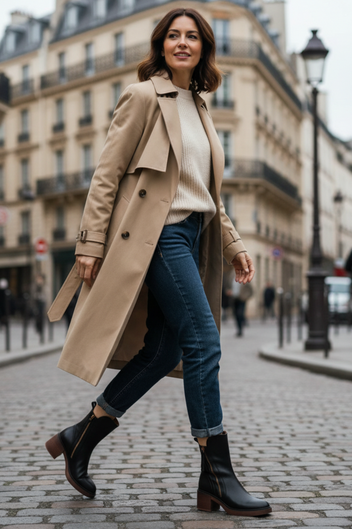 Marcel | Black Leather Ankle Boots with Comfortable Heel