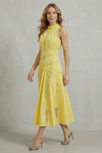 Intricate Lace Panels Elegant Midi Dress