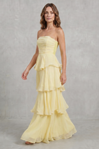 Soft Cascading Layers Strapless Tiered Maxi Dress