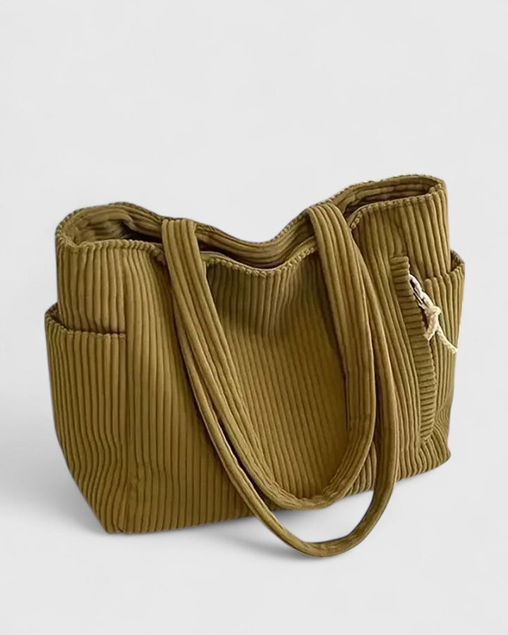 Luxurious Ribbed Tote Bag with Cord Detail