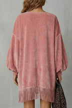 Voluminous Sleeves Fringe Mini Dress