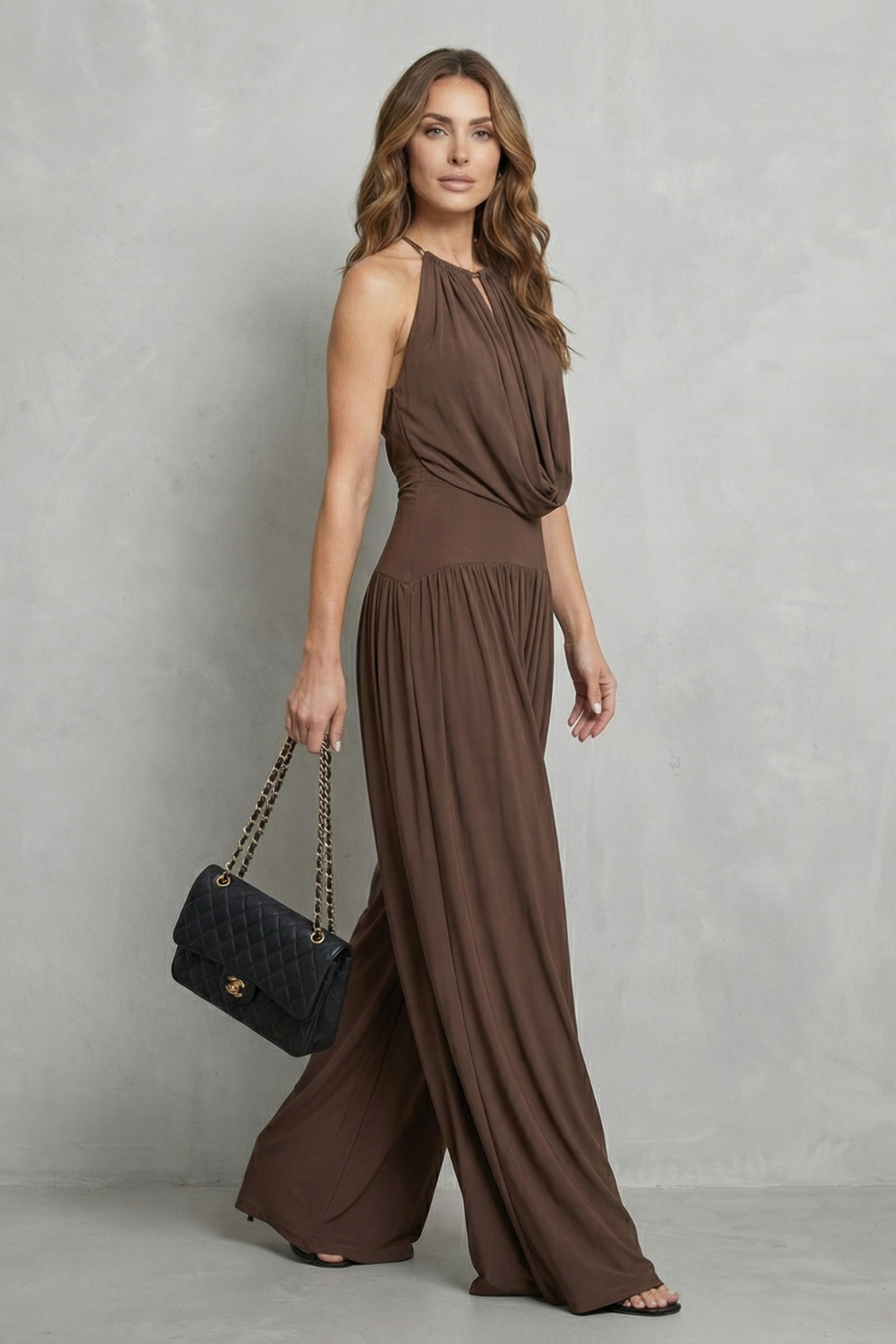 Draped Halter Elegance Two Piece Set