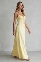 Soft Corset Charm Sleeveless Flowing Maxi Dress