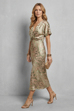 Draped Elegance V Neck Maxi Dress