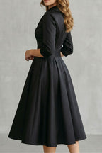 Draped Collar Elegance Midi Dress