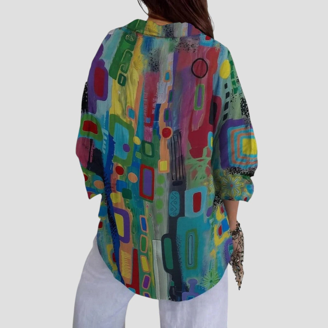 Elegant Blouse with Geometric Pattern