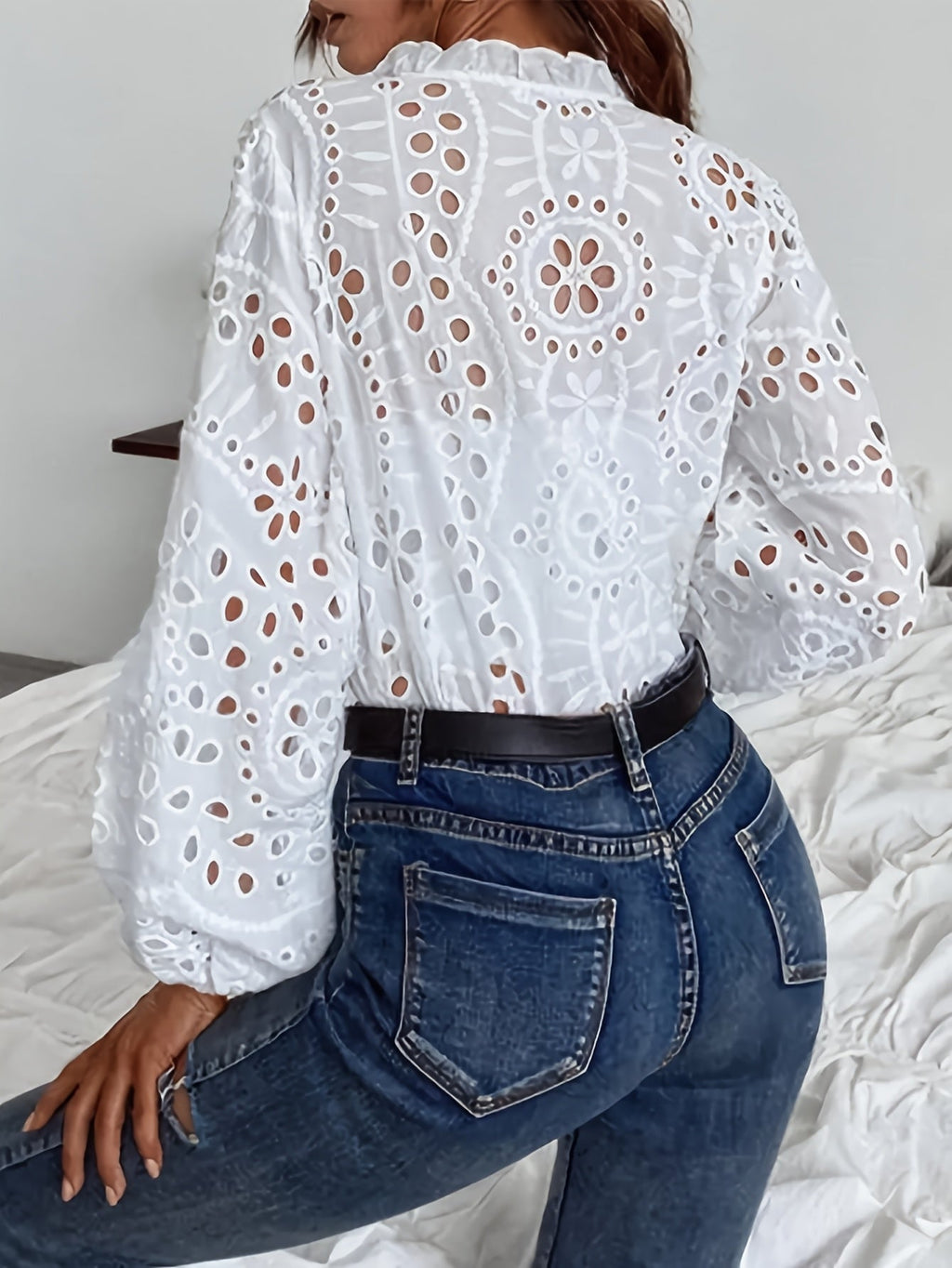 Embroidered Long-Sleeve Blouse