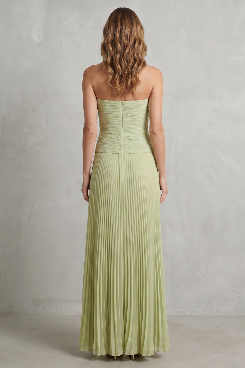 Pleated Strapless Elegance Maxi Dress