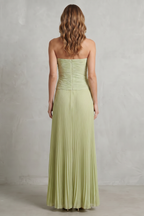 Pleated Strapless Elegance Maxi Dress