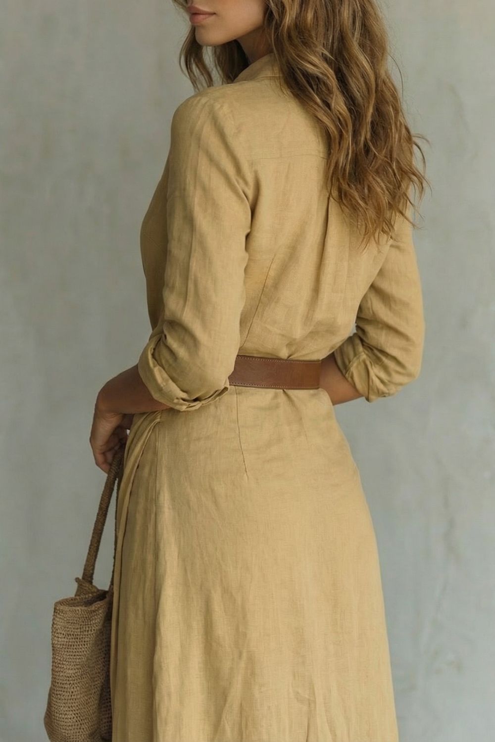 Button-down Wrap Dress Belted Maxi Dress