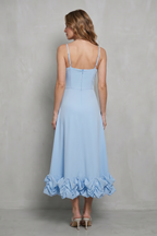 Romantic Ruffle Hem Sleeveless Midi Dress