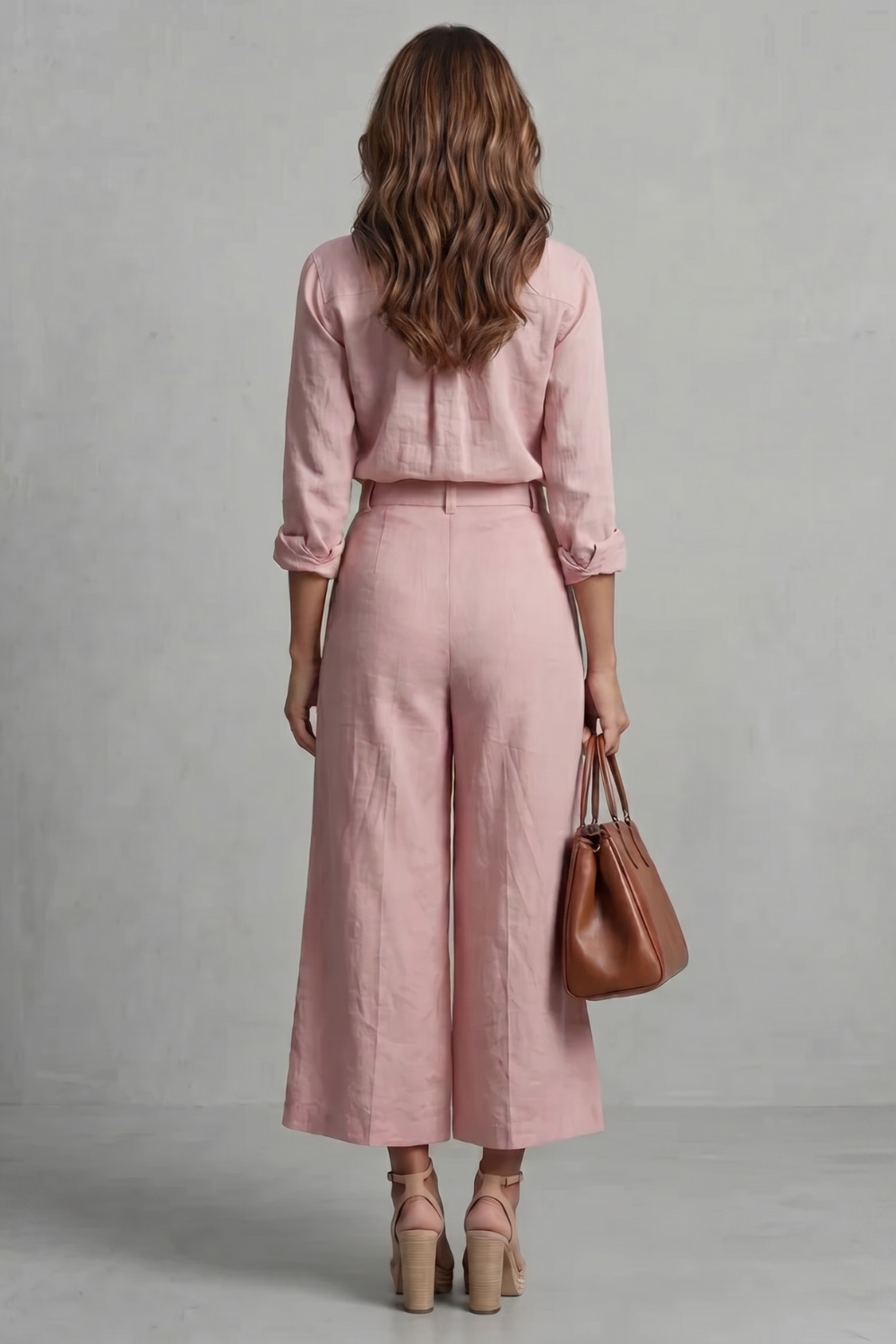 Soft Linen Finish Wide-leg Co-ord Set