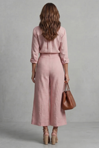 Soft Linen Finish Wide-leg Co-ord Set