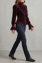 Ruffled Velvet Lace Victorian Blouse