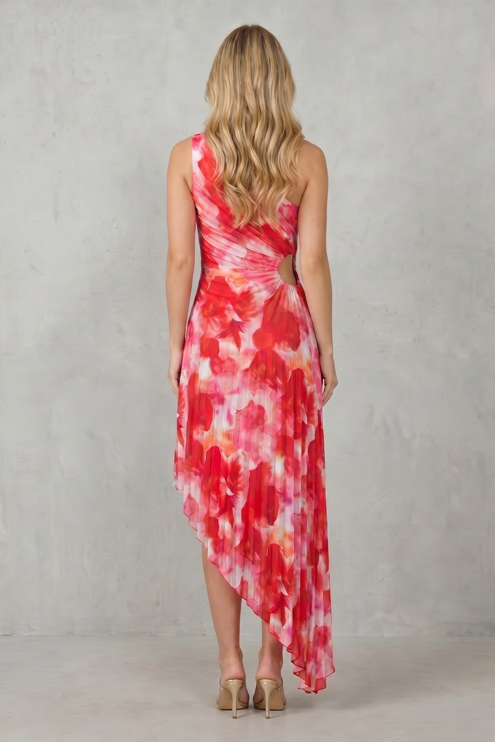 Bold Bloom Women’s One-Shoulder Printed Maxi Dress