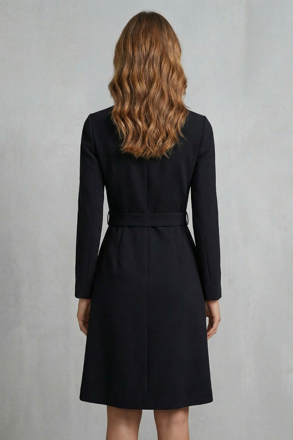 Asymmetric Belted Waist A-line Midi Dress