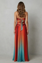 Sunset Ombré Allure Strapless Maxi Dress