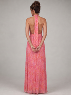 Rosel | Halter Neck Pleated Skirt Maxi Dress