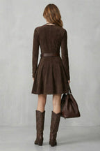 Belted Suede Effect Mini Dress (Belt Included)
