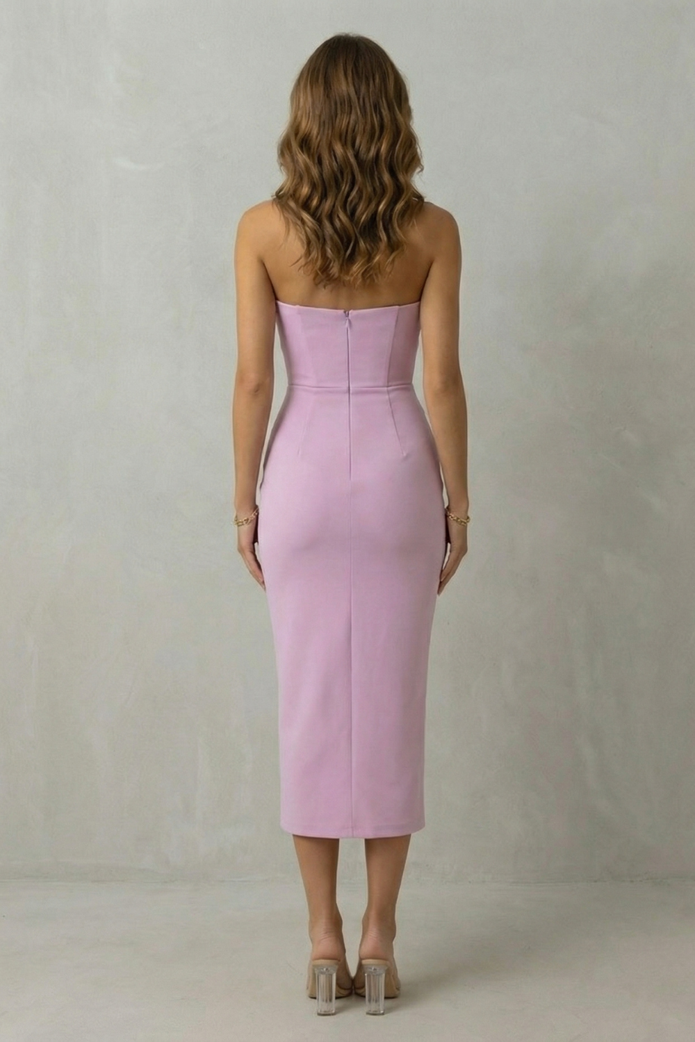 Timeless Sculpted Elegance Draped Sleeveless Midi Dress