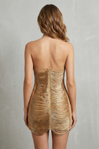 Liquid Gold Shimmer Fringe Mini Dress