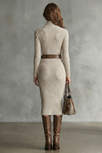 Sculpted Elegance Knit Midi Dress
