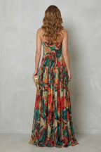 Off-shoulder Printed Flow Maxi Dress