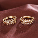 Inlaid Zirconia Leaf Fashion Earrings