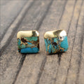 Bohemian Square Turquoise Stud Earrings