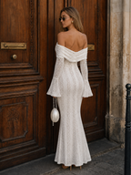 Isome | Off Shoulder Fitted Silhouette Maxi Dress