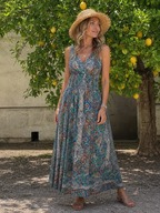 Marisela | Sleeveless Paisley Print Midi Dress