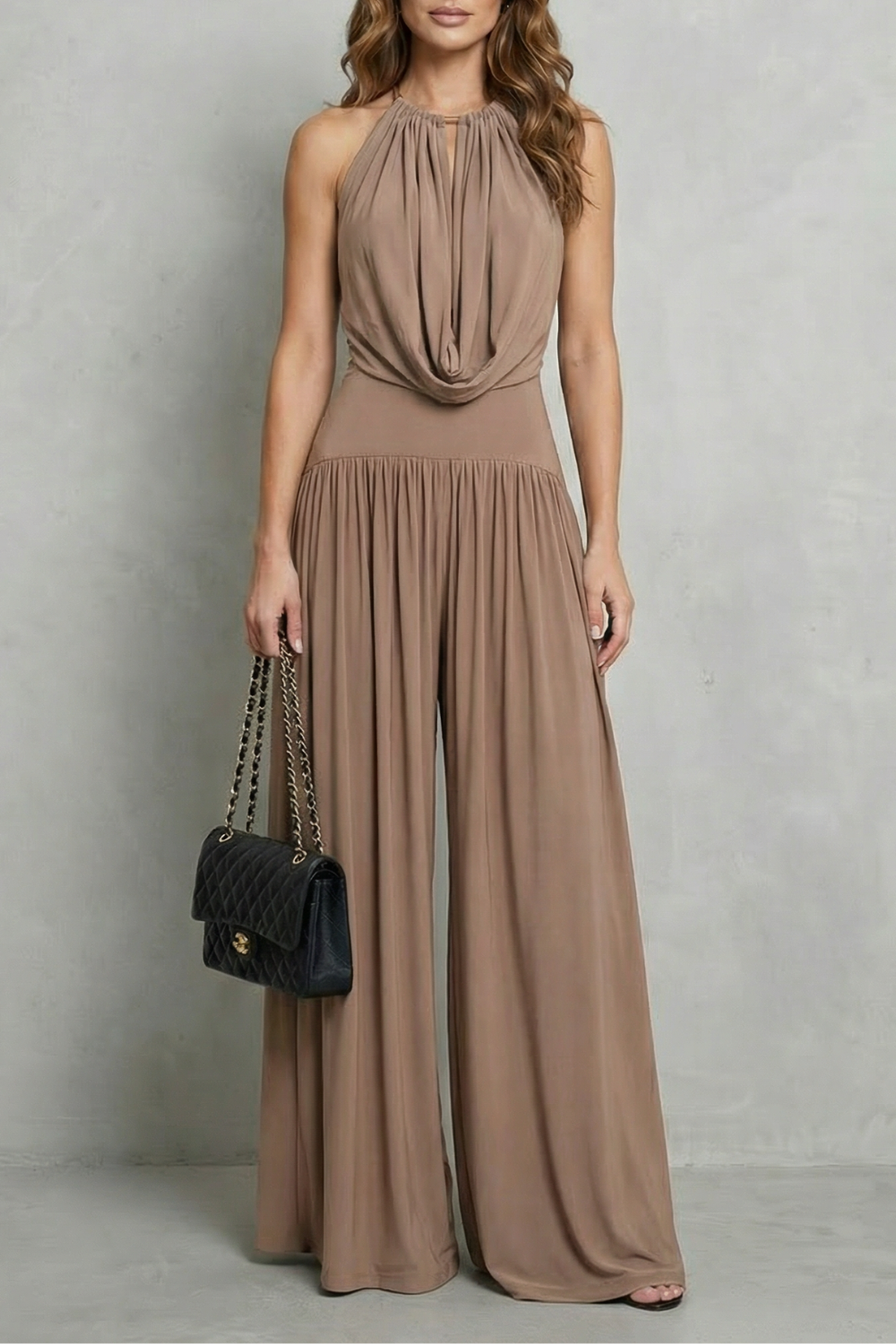 Draped Halter Elegance Two Piece Set