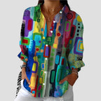 Elegant Blouse with Geometric Pattern - Multicolour