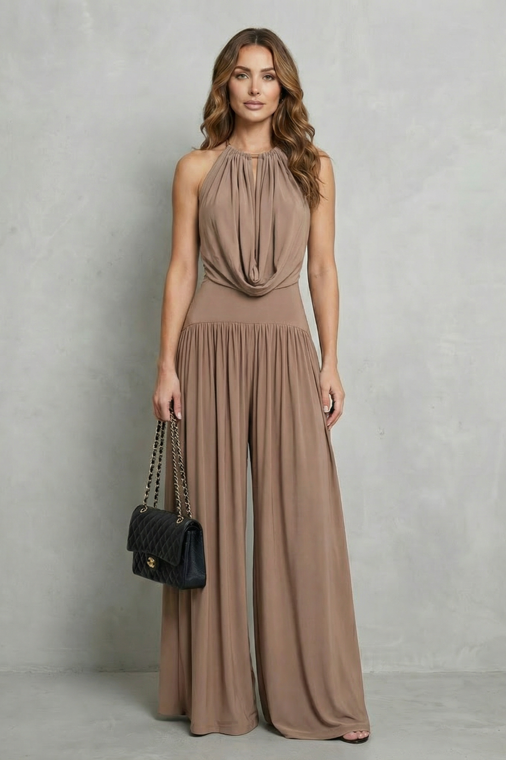 Draped Halter Elegance Two Piece Set