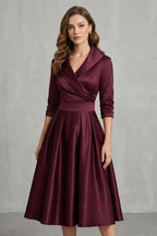 Draped Collar Elegance Midi Dress